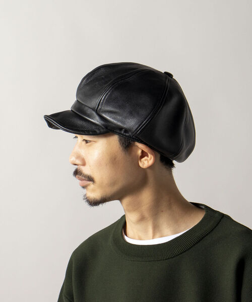 GLOSTER（グロスター）の「【GLOSTER/グロスター】ラムレザーキャスケット（キャスケット・メンズ・ブラック・FREE）」の5枚目の写真