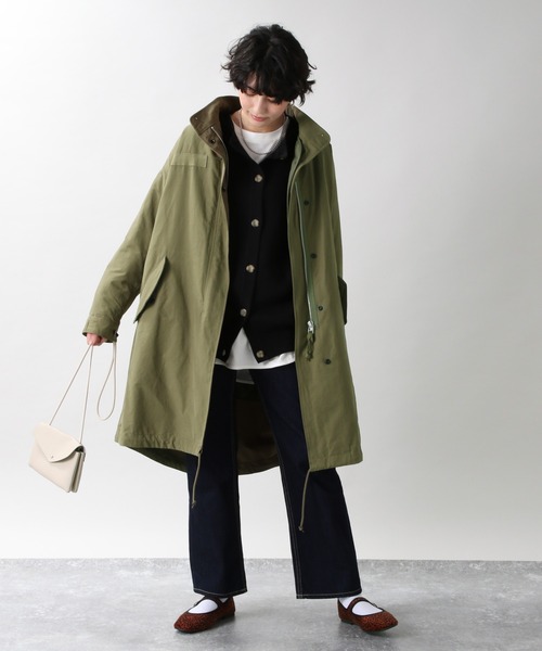 RAGEBLUE（レイジブルー）の「【2WAY仕様】ビッグシルエットモッズコート/954592（モッズコート・レディース・ブラック/オリーブ・FREE）」の6枚目の写真