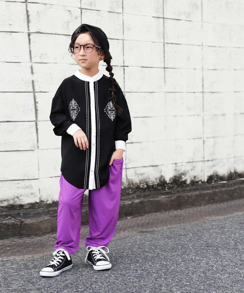 antiqua（アンティカ）の「レトロ刺繍シャツ（シャツ/ブラウス・キッズ・ブラック/オフホワイト/カーキ/イエロー・4/6/3/5）」の13枚目の写真