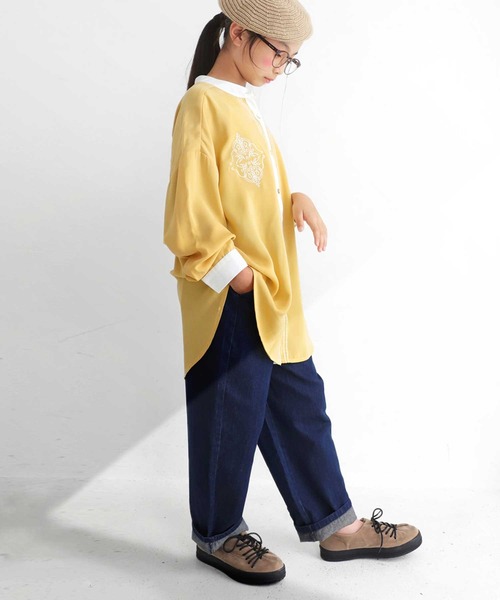 antiqua（アンティカ）の「レトロ刺繍シャツ（シャツ/ブラウス・キッズ・ブラック/オフホワイト/カーキ/イエロー・4/6/3/5）」の21枚目の写真