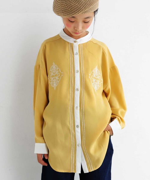 antiqua（アンティカ）の「レトロ刺繍シャツ（シャツ/ブラウス・キッズ・ブラック/オフホワイト/カーキ/イエロー・4/6/3/5）」の22枚目の写真