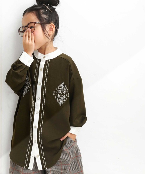 antiqua（アンティカ）の「レトロ刺繍シャツ（シャツ/ブラウス・キッズ・ブラック/オフホワイト/カーキ/イエロー・4/6/3/5）」の19枚目の写真