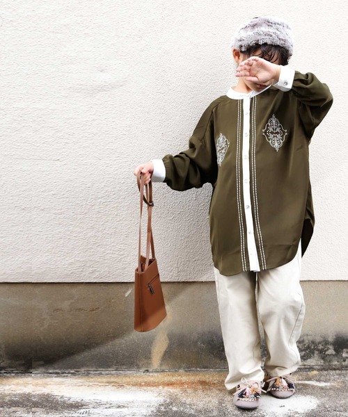 antiqua（アンティカ）の「レトロ刺繍シャツ（シャツ/ブラウス・キッズ・ブラック/オフホワイト/カーキ/イエロー・4/6/3/5）」の20枚目の写真