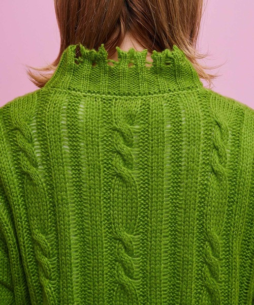 byYOUANCE（バイユアンス）の「ダメージシアールーズニット（ニット/セーター・レディース・パープル/ホワイト/ブラック/グリーン・FREE）」の8枚目の写真