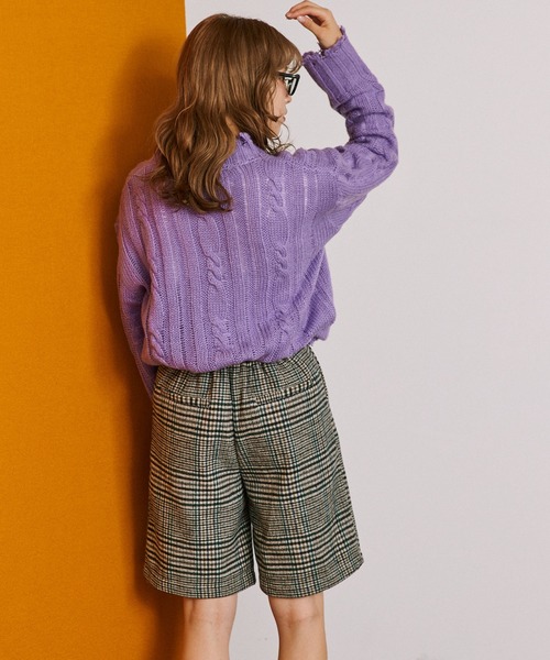 byYOUANCE（バイユアンス）の「ダメージシアールーズニット（ニット/セーター・レディース・パープル/ホワイト/ブラック/グリーン・FREE）」の15枚目の写真