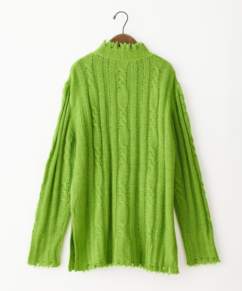 byYOUANCE（バイユアンス）の「ダメージシアールーズニット（ニット/セーター・レディース・パープル/ホワイト/ブラック/グリーン・FREE）」の17枚目の写真