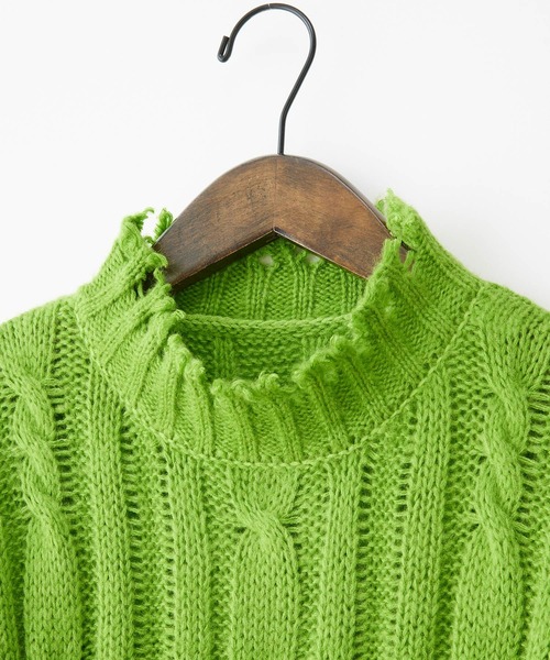 byYOUANCE（バイユアンス）の「ダメージシアールーズニット（ニット/セーター・レディース・パープル/ホワイト/ブラック/グリーン・FREE）」の18枚目の写真