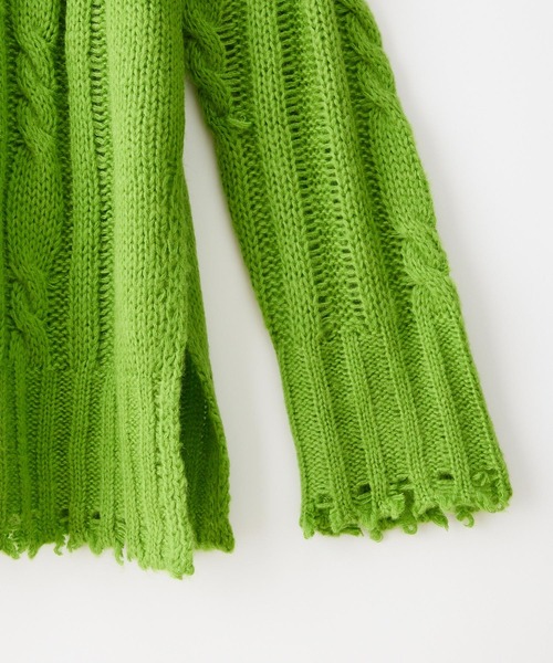 byYOUANCE（バイユアンス）の「ダメージシアールーズニット（ニット/セーター・レディース・パープル/ホワイト/ブラック/グリーン・FREE）」の19枚目の写真