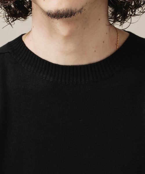 NANO universe（ナノユニバース）の「ガンジーハイゲージクルーネックニット（ニット/セーター・メンズ・ブラック/レッド系その他2/パープル・L/XL/S/M）」の4枚目の写真