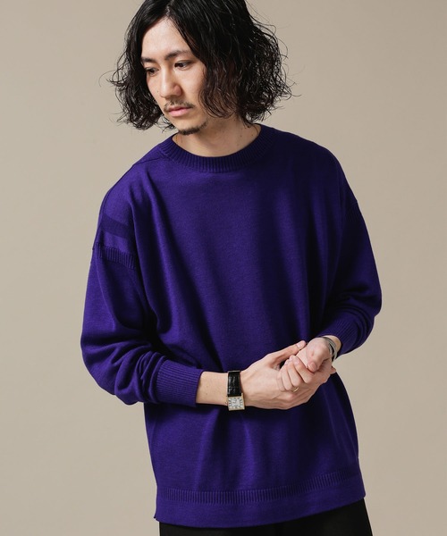 NANO universe（ナノユニバース）の「ガンジーハイゲージクルーネックニット（ニット/セーター・メンズ・ブラック/レッド系その他2/パープル・L/XL/S/M）」の13枚目の写真