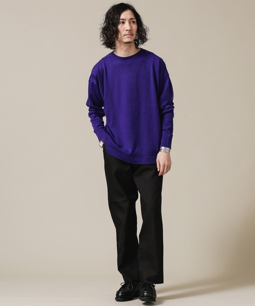 NANO universe（ナノユニバース）の「ガンジーハイゲージクルーネックニット（ニット/セーター・メンズ・ブラック/レッド系その他2/パープル・L/XL/S/M）」の8枚目の写真