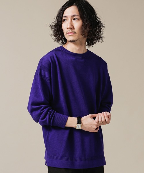 NANO universe（ナノユニバース）の「ガンジーハイゲージクルーネックニット（ニット/セーター・メンズ・ブラック/レッド系その他2/パープル・L/XL/S/M）」の16枚目の写真