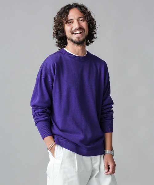 NANO universe（ナノユニバース）の「ガンジーハイゲージクルーネックニット（ニット/セーター・メンズ・ブラック/レッド系その他2/パープル・L/XL/S/M）」の20枚目の写真