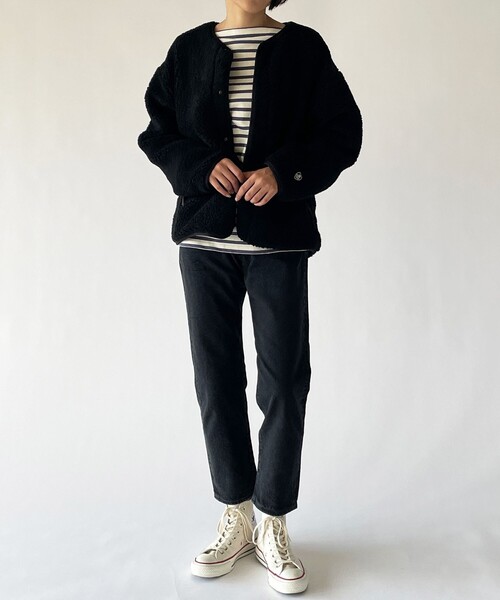 ORCIVAL(オーシバル)の「ORCIVAL | ウールボア ノーカラージャケット WOMEN(ノーカラージャケット・レディース・ベージュ/ブラック・1/2)」の19枚目の写真