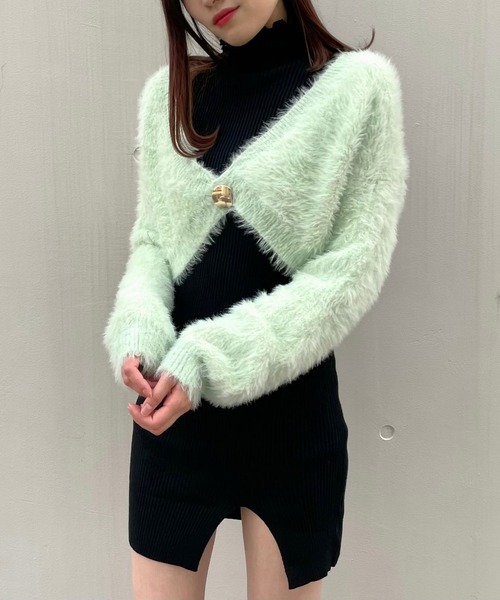 Crea titty&Co. PETIT（クレアティティーアンドコープチ）の「【Crea titty&Co.PETIT】プチハイレースニットミニワンピース（ワンピース・レディース・ブラック/ベージュ・FREE）」の7枚目の写真