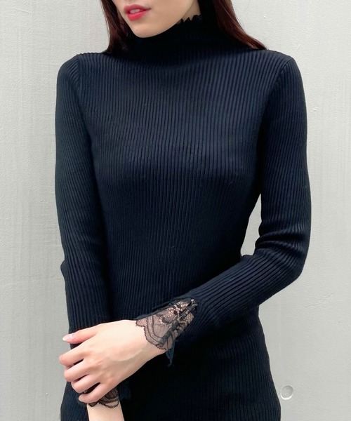 Crea titty&Co. PETIT（クレアティティーアンドコープチ）の「【Crea titty&Co.PETIT】プチハイレースニットミニワンピース（ワンピース・レディース・ブラック/ベージュ・FREE）」の10枚目の写真