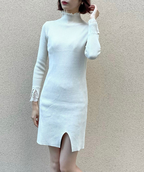 Crea titty&Co. PETIT（クレアティティーアンドコープチ）の「【Crea titty&Co.PETIT】プチハイレースニットミニワンピース（ワンピース・レディース・ブラック/ベージュ・FREE）」の12枚目の写真