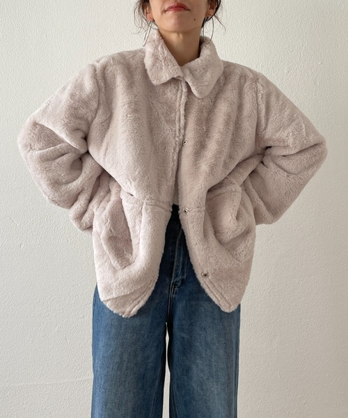 london girl fur coat / ロンドンガールポケット付きフェイクファーコート