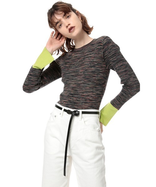 SLY(スライ)の「THIN F LEATHER BELT フェイクレザー ベルト(ベルト・レディース・ホワイト/ブラック/イエロー・FREE)」の12枚目の写真