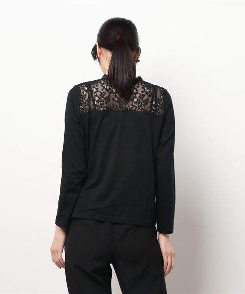 ehka sopo（エヘカソポ）の「レース切替ハイネックカットソー（Tシャツ/カットソー・レディース・オフホワイト/ミント/ブラック/キナリ・ﾌﾘ-）」の6枚目の写真