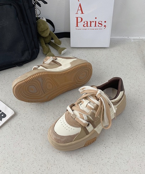 aimoha（アイモハ）の「かわいい厚底スニーカー（スニーカー・レディース・ベージュ/ブラック・24.5cm/23.5cm/24.0cm/22.5cm/23.0cm）」の11枚目の写真