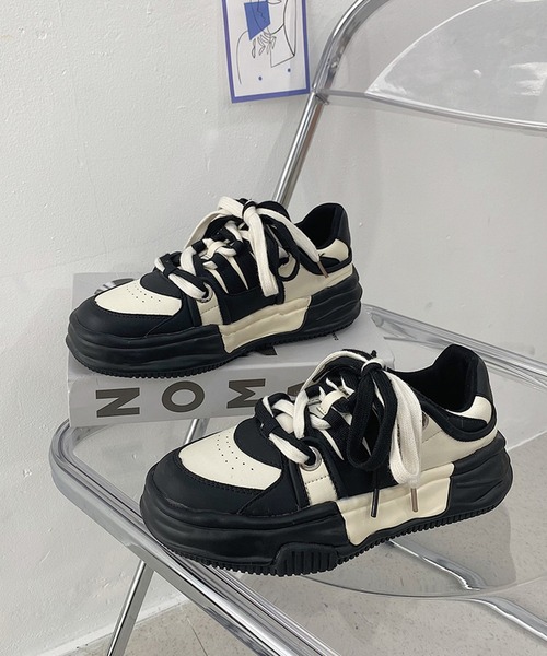 aimoha（アイモハ）の「かわいい厚底スニーカー（スニーカー・レディース・ベージュ/ブラック・24.5cm/23.5cm/24.0cm/22.5cm/23.0cm）」の7枚目の写真