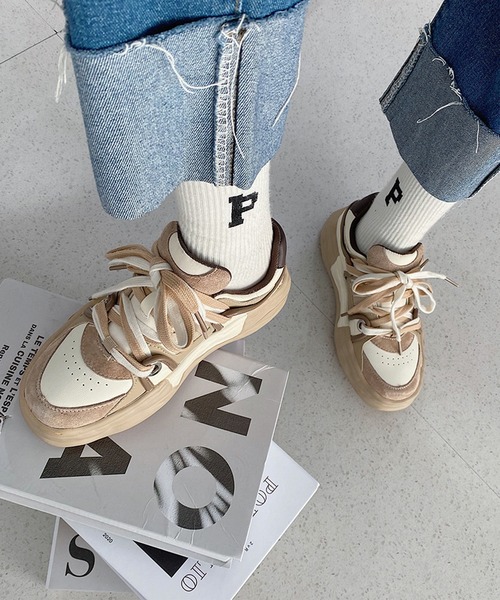 aimoha（アイモハ）の「かわいい厚底スニーカー（スニーカー・レディース・ベージュ/ブラック・24.5cm/23.5cm/24.0cm/22.5cm/23.0cm）」の17枚目の写真