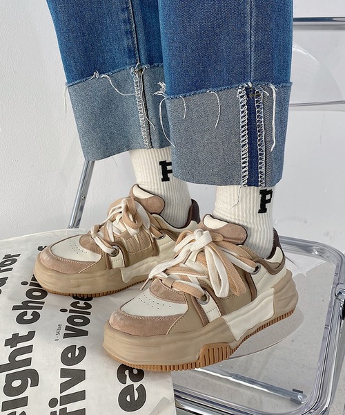 aimoha（アイモハ）の「かわいい厚底スニーカー（スニーカー・レディース・ベージュ/ブラック・24.5cm/23.5cm/24.0cm/22.5cm/23.0cm）」の22枚目の写真