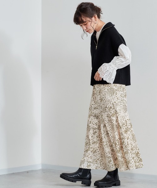 cepo（セポ）の「ソフトマーメイドスカート 柄アソート（スカート・レディース・ブラック/オフホワイト/ライム/ピンク・M）」の5枚目の写真
