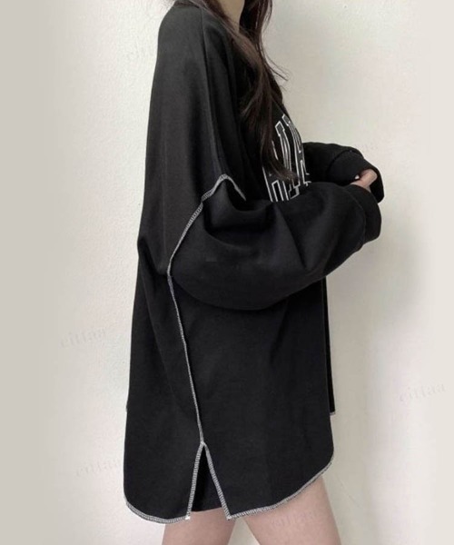 Dalfwin(ダールフィン)の「韓国ファッションBARCELONAカレッジロゴオーバーサイズスウェット(スウェット・レディース・チャコールグレー/グレー/ブラック/グレー系その他2/グレー系その他/ブラック系その他・FREE)」の10枚目の写真