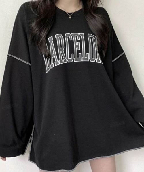 Dalfwin(ダールフィン)の「韓国ファッションBARCELONAカレッジロゴオーバーサイズスウェット(スウェット・レディース・チャコールグレー/グレー/ブラック/グレー系その他2/グレー系その他/ブラック系その他・FREE)」の22枚目の写真