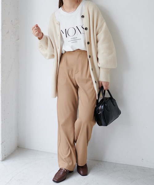 DISCOAT(ディスコート)の「MONSプリントロングTシャツ(Tシャツ/カットソー・レディース・ライトグレー/チャコールグレー/オフホワイト・FREE)」の6枚目の写真