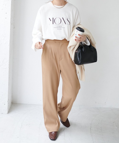 DISCOAT(ディスコート)の「MONSプリントロングTシャツ(Tシャツ/カットソー・レディース・ライトグレー/チャコールグレー/オフホワイト・FREE)」の10枚目の写真