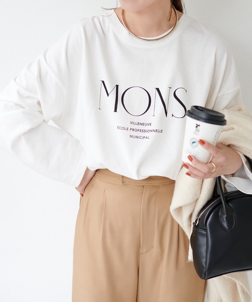 DISCOAT(ディスコート)の「MONSプリントロングTシャツ(Tシャツ/カットソー・レディース・ライトグレー/チャコールグレー/オフホワイト・FREE)」の12枚目の写真