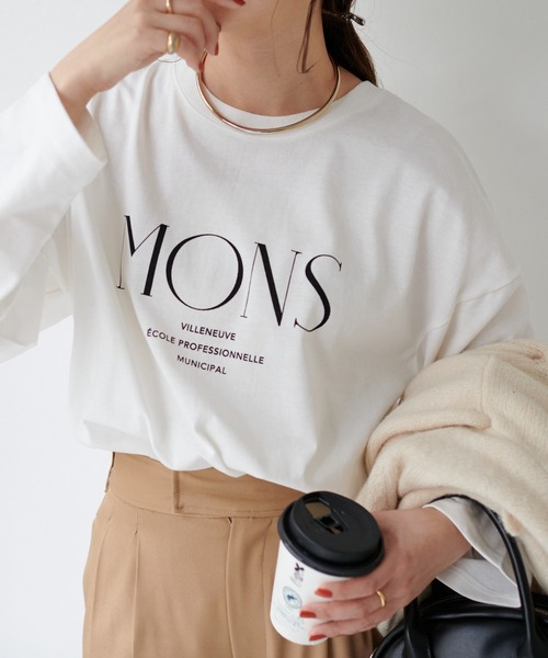 DISCOAT(ディスコート)の「MONSプリントロングTシャツ(Tシャツ/カットソー・レディース・ライトグレー/チャコールグレー/オフホワイト・FREE)」の13枚目の写真