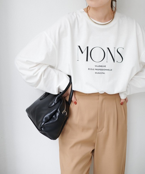DISCOAT(ディスコート)の「MONSプリントロングTシャツ(Tシャツ/カットソー・レディース・ライトグレー/チャコールグレー/オフホワイト・FREE)」の14枚目の写真