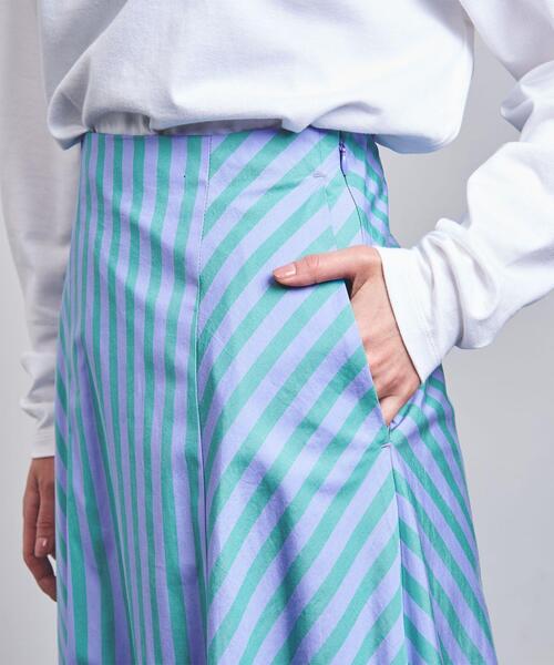 UNITED ARROWS＞ロンドンストライプ パネル マーメードフレアスカート 