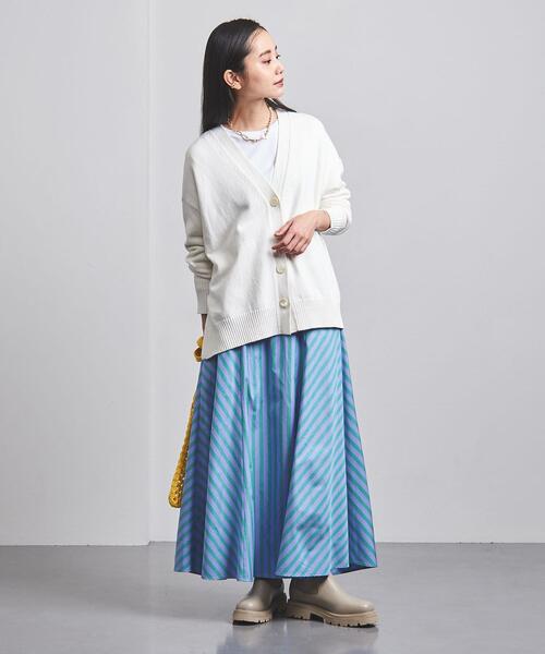 UNITED ARROWS＞ロンドンストライプ パネル マーメードフレアスカート 