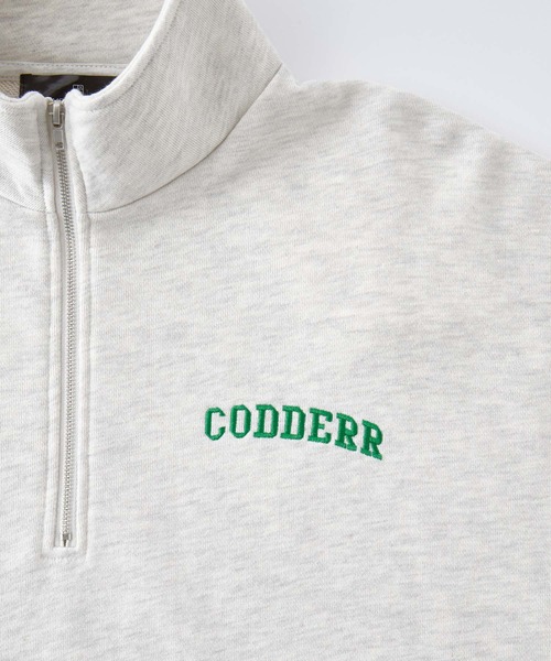セール】【CODDERR】ハーフジップ ロゴ刺繍 裏毛 ビッグ