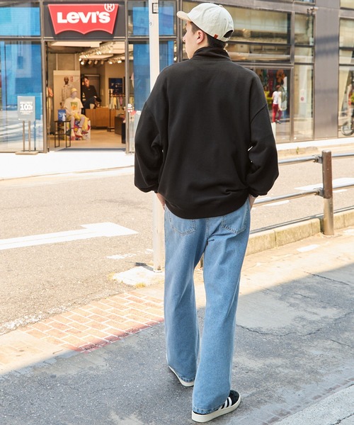 セール】【CODDERR】ハーフジップ ロゴ刺繍 裏毛 ビッグ