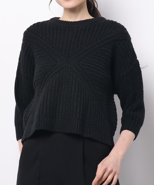 GRANDMA MAMA DAUGHTER（グランマママドーター）の「【 GRANDMA MAMA DAUGHTER / グランマ ママ ドーター 】 クロスショートニット GN831821  KTI（ニット/セーター・レディース・ブラック/マスタード・1/0）」の12枚目の写真