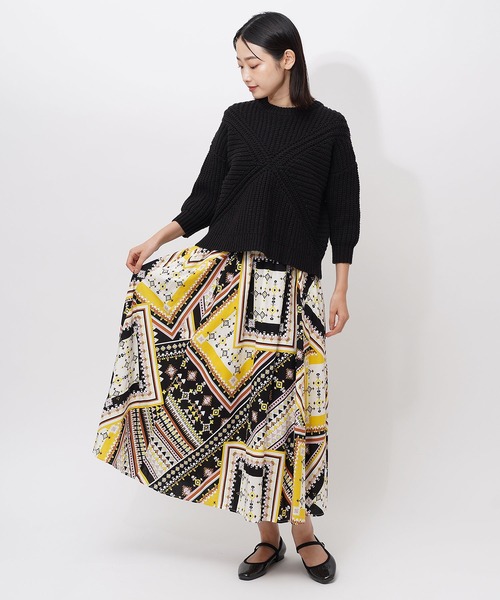 GRANDMA MAMA DAUGHTER（グランマママドーター）の「【 GRANDMA MAMA DAUGHTER / グランマ ママ ドーター 】 クロスショートニット GN831821  KTI（ニット/セーター・レディース・ブラック/マスタード・1/0）」の6枚目の写真