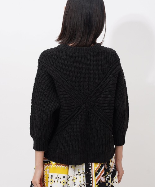 GRANDMA MAMA DAUGHTER（グランマママドーター）の「【 GRANDMA MAMA DAUGHTER / グランマ ママ ドーター 】 クロスショートニット GN831821  KTI（ニット/セーター・レディース・ブラック/マスタード・1/0）」の7枚目の写真