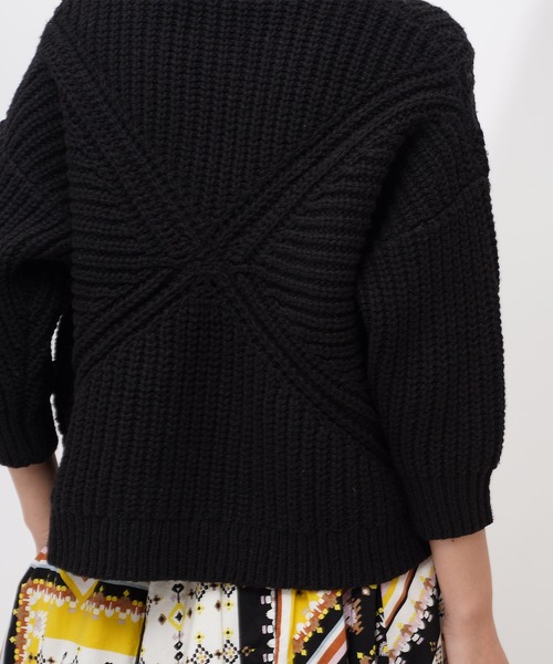 GRANDMA MAMA DAUGHTER（グランマママドーター）の「【 GRANDMA MAMA DAUGHTER / グランマ ママ ドーター 】 クロスショートニット GN831821  KTI（ニット/セーター・レディース・ブラック/マスタード・1/0）」の8枚目の写真