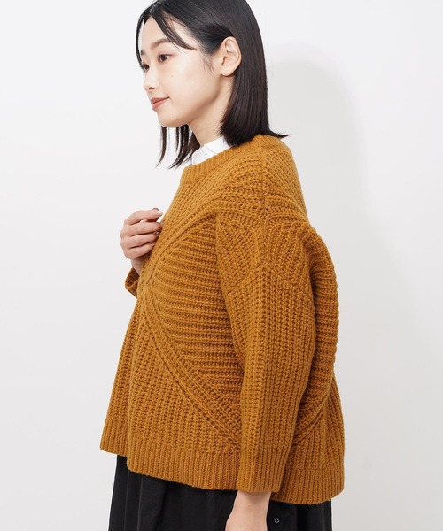 GRANDMA MAMA DAUGHTER（グランマママドーター）の「【 GRANDMA MAMA DAUGHTER / グランマ ママ ドーター 】 クロスショートニット GN831821  KTI（ニット/セーター・レディース・ブラック/マスタード・1/0）」の9枚目の写真