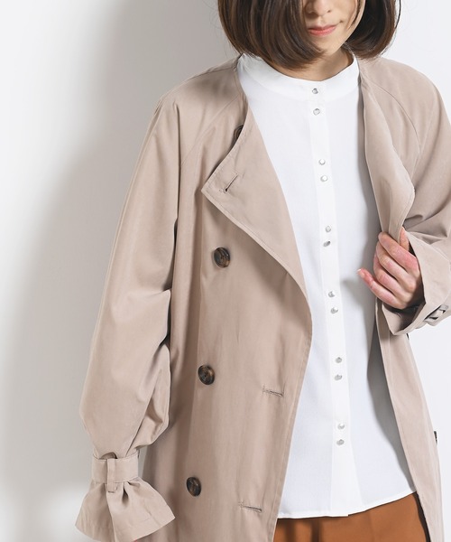 rps（アールピーエス）の「ノーカラーＢＩＧトレンチコート（トレンチコート・レディース・ベージュ/カーキ/ライトベージュ・M）」の9枚目の写真