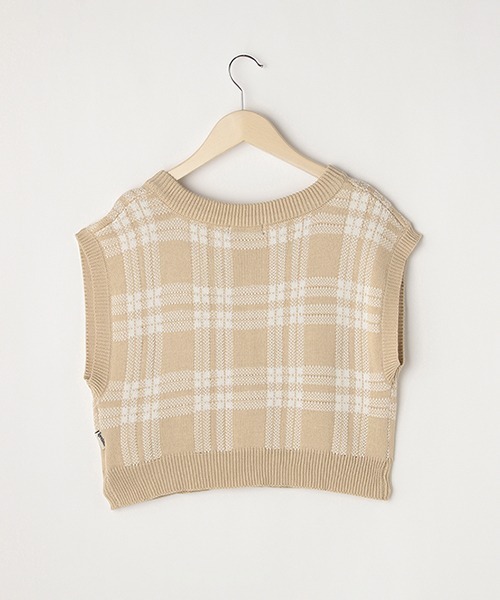 LOVETOXIC（ラブトキシック）の「チェックニットベスト（ベスト・キッズ・ブラック/ベージュ・S/M/SS/L）」の3枚目の写真