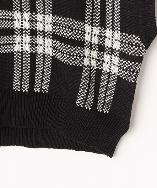 LOVETOXIC（ラブトキシック）の「チェックニットベスト（ベスト・キッズ・ブラック/ベージュ・S/M/SS/L）」の7枚目の写真