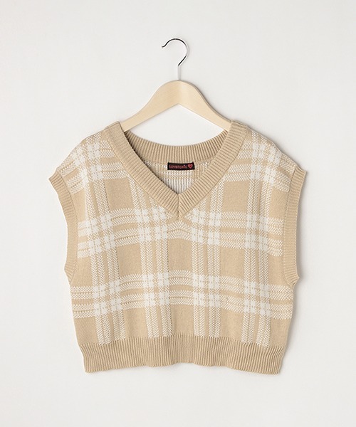 LOVETOXIC（ラブトキシック）の「チェックニットベスト（ベスト・キッズ・ブラック/ベージュ・S/M/SS/L）」の14枚目の写真