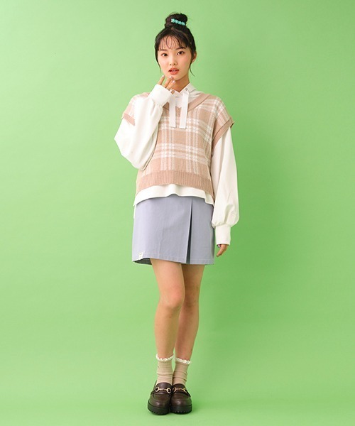 LOVETOXIC（ラブトキシック）の「チェックニットベスト（ベスト・キッズ・ブラック/ベージュ・S/M/SS/L）」の13枚目の写真